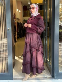 Misswhence 40809 Bordo Kat Detaylı Ceket Elbise Takım
