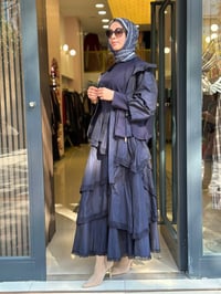 Misswhence 40809 Lacivert Kat Detaylı Ceket Elbise Takım