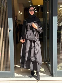 Misswhence 40809 Siyah Kat Detaylı Ceket Elbise Takım