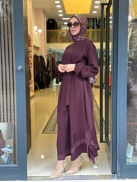 Misswhence 40813 Bordo Cupro İşlemeli Şifon Elbise