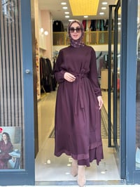 Misswhence 40813 Bordo Cupro İşlemeli Şifon Elbise
