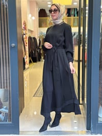 Misswhence 40813 Siyah Cupro İşlemeli Şifon Elbise