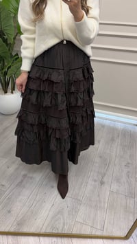 Misswhence 40918 Kahve Katlamalı Etek
