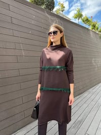 Misswhence MİSS 248 Kahverengi Ara Boy Triko Tunik