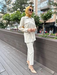 MY312 24S1122 Bej Kolları Dantelli Takım