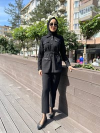 MY312 24S1122 Siyah Kolları Dantelli Takım