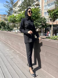 MY312 24S1122 Siyah Kolları Dantelli Takım