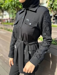 MY312 24S1122 Siyah Kolları Dantelli Takım