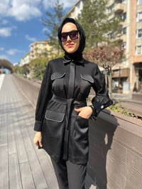 MY312 24S4223 Siyah Çizgili Organze Gömlek