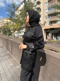 MY312 24S4223 Siyah Çizgili Organze Gömlek
