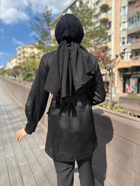 MY312 24S4223 Siyah Çizgili Organze Gömlek