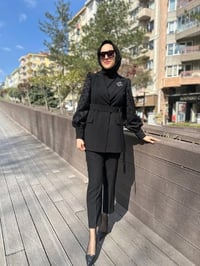 MY312 24S4229 Siyah Kolu Dantelli Ceket
