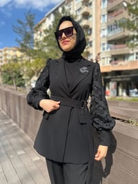 MY312 24S4229 Siyah Kolu Dantelli Ceket