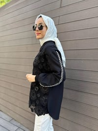 MY312 24S4243 Siyah Önü Dantelli Bomber Ceket