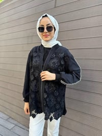MY312 24S4243 Siyah Önü Dantelli Bomber Ceket