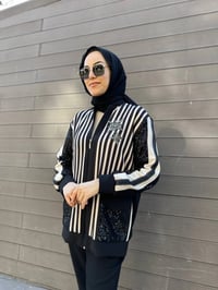 MY312 24S7200 Siyah Çizgili Bomber Ceket