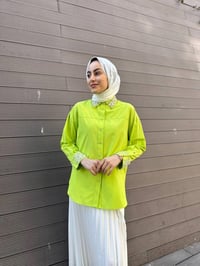 MY312 24S8199 Asit Manşet Ve Yaka Taşlı Gömlek