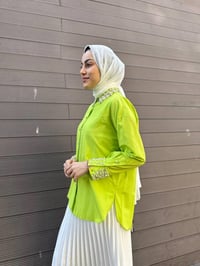 MY312 24S8199 Asit Manşet Ve Yaka Taşlı Gömlek