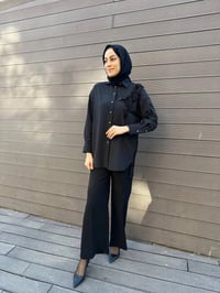 MY312 24S8200 Siyah Arkası Dantelli İşlemli Gömlek