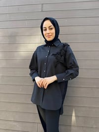 MY312 24S8200 Siyah Arkası Dantelli İşlemli Gömlek