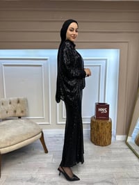 MY312 24S8207 Siyah Pul Payetli Pelerin Etek Takım