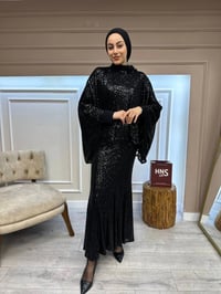 MY312 24S8207 Siyah Pul Payetli Pelerin Etek Takım
