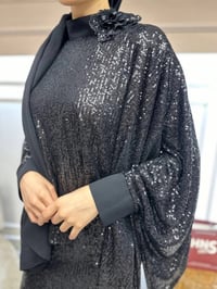 MY312 24S8207 Siyah Pul Payetli Pelerin Etek Takım