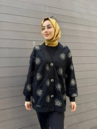 MY312 24S8209 Siyah Dantelli Düğmeli Hırka