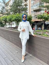 MY312 24S8214 Ekru Dantelli Yıldızlı Gömlek