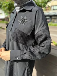 MY312 24S8214 Siyah Dantelli Yıldızlı Gömlek