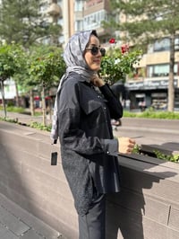 MY312 24S8214 Siyah Dantelli Yıldızlı Gömlek
