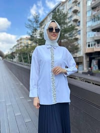 MY312 24S8216 Beyaz İşlemeli Tunik