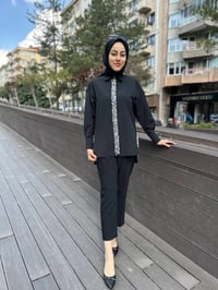 MY312 24S8216 Siyah İşlemeli Tunik