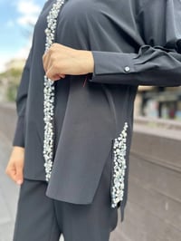 MY312 24S8216 Siyah İşlemeli Tunik