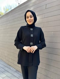 MY312 24S8231 Siyah Önü Taşlı Tunik