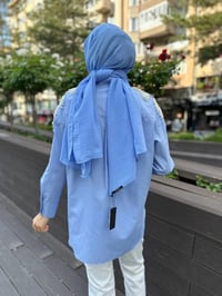 MY312 24S8247 Mavi Çift Omuz İşlemeli Gömlek