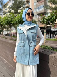 MY312 24S9101 Mavi Cepli Denim Yelek