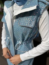 MY312 24S9101 Mavi Cepli Denim Yelek