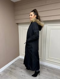 Ncl 22512 Siyah-Camel Çift Taraflı Kürklü Parka