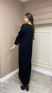 NCL 22600 Siyah Deri Cepli Örme Elbise