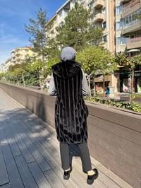 Ncl 23505 Siyah Peluş Boyuna Çizgili Yelek