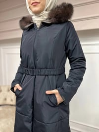 Ncl 23560 Siyah-Bronz Çift Taraflı Kemerli Parka