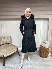 Ncl 23560 Siyah-Bronz Çift Taraflı Kemerli Parka