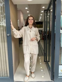 Niqozza NQ40031 Bej Simli Ceket Pantolon Takım