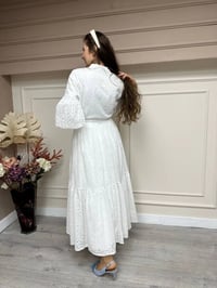 Niqozza NQ50065 Beyaz Sara Brode Elbise