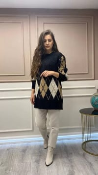 Noi 43701 Siyah Baklava Desen Kazak