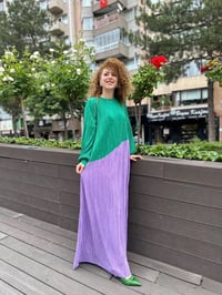 Noi 53260 Benetton Kendinden Kraşlı İki Renk Elbise