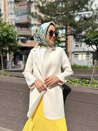 Noi 64335 Krem Puf Scuba Üstten Dikişli Blazer Ceket