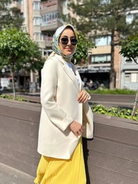 Noi 64335 Krem Puf Scuba Üstten Dikişli Blazer Ceket