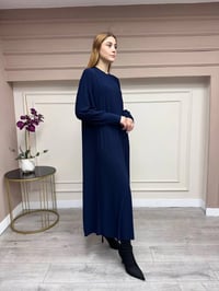 Noi 74208 Lacivert Krep A Form Manşetli Elbise